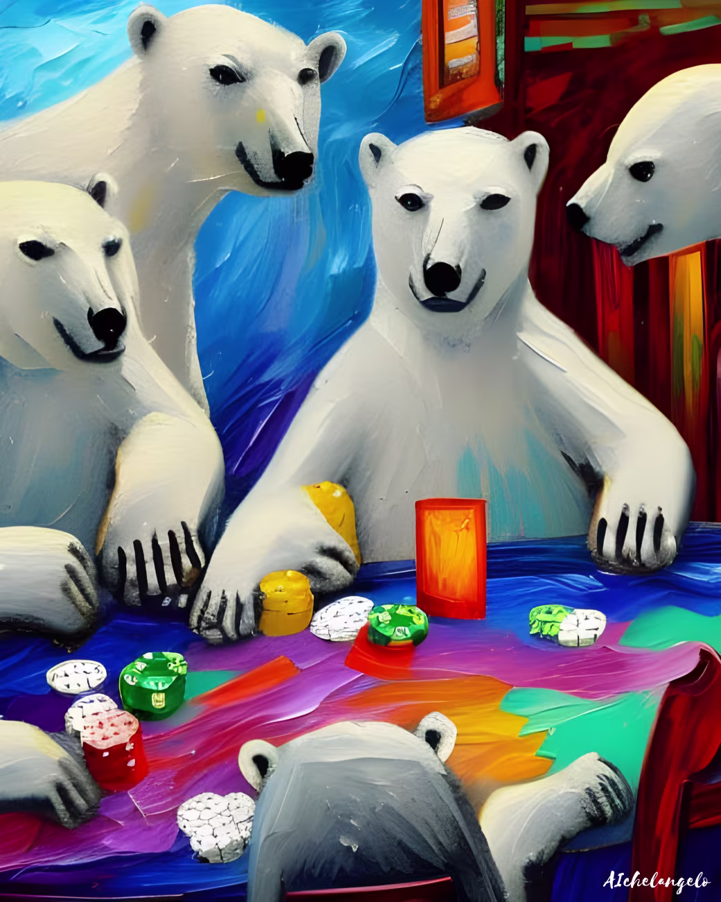 Polar Bears Playing Poker