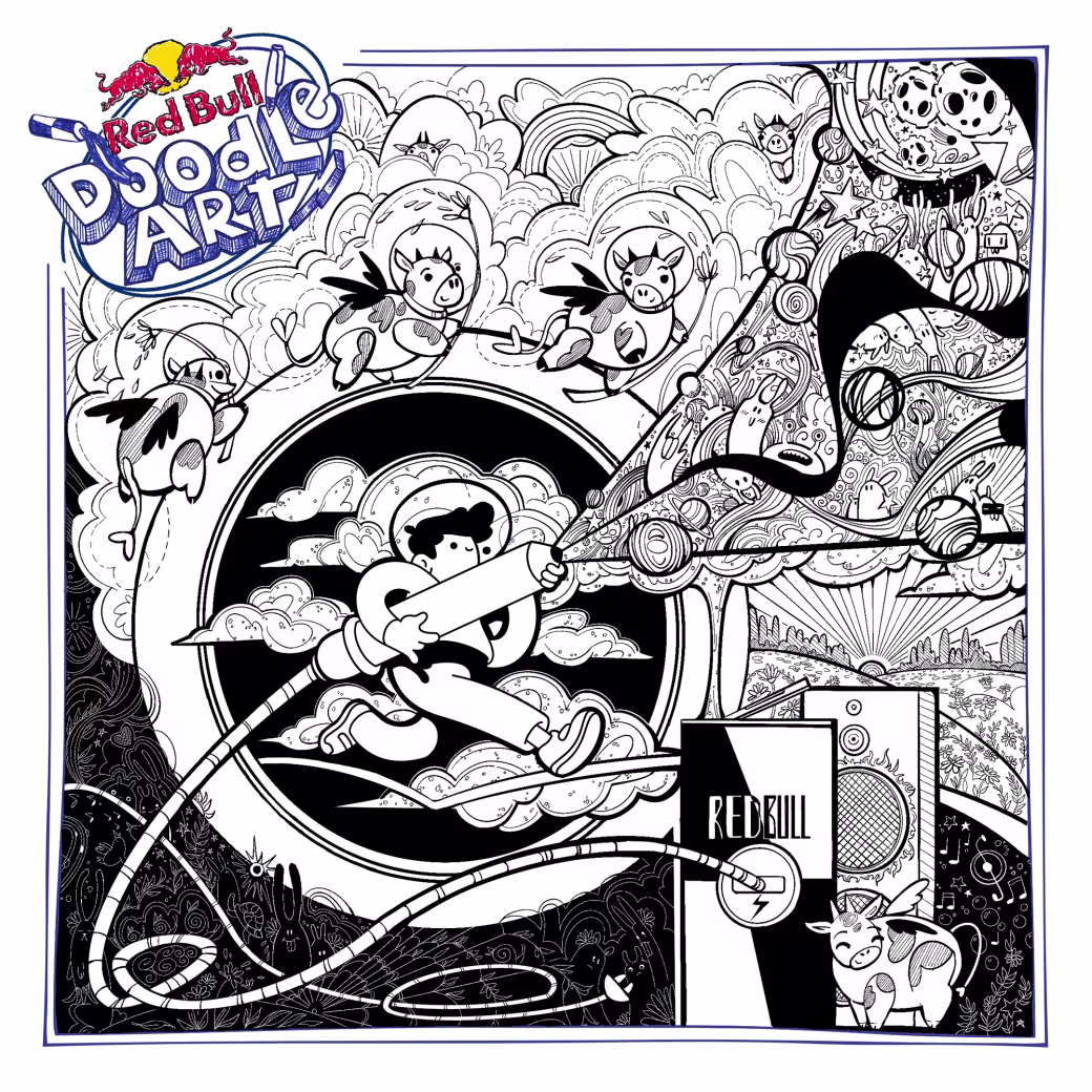 Red Bull Doodle Art Collection mentored by Burnt Toast #11288/12935