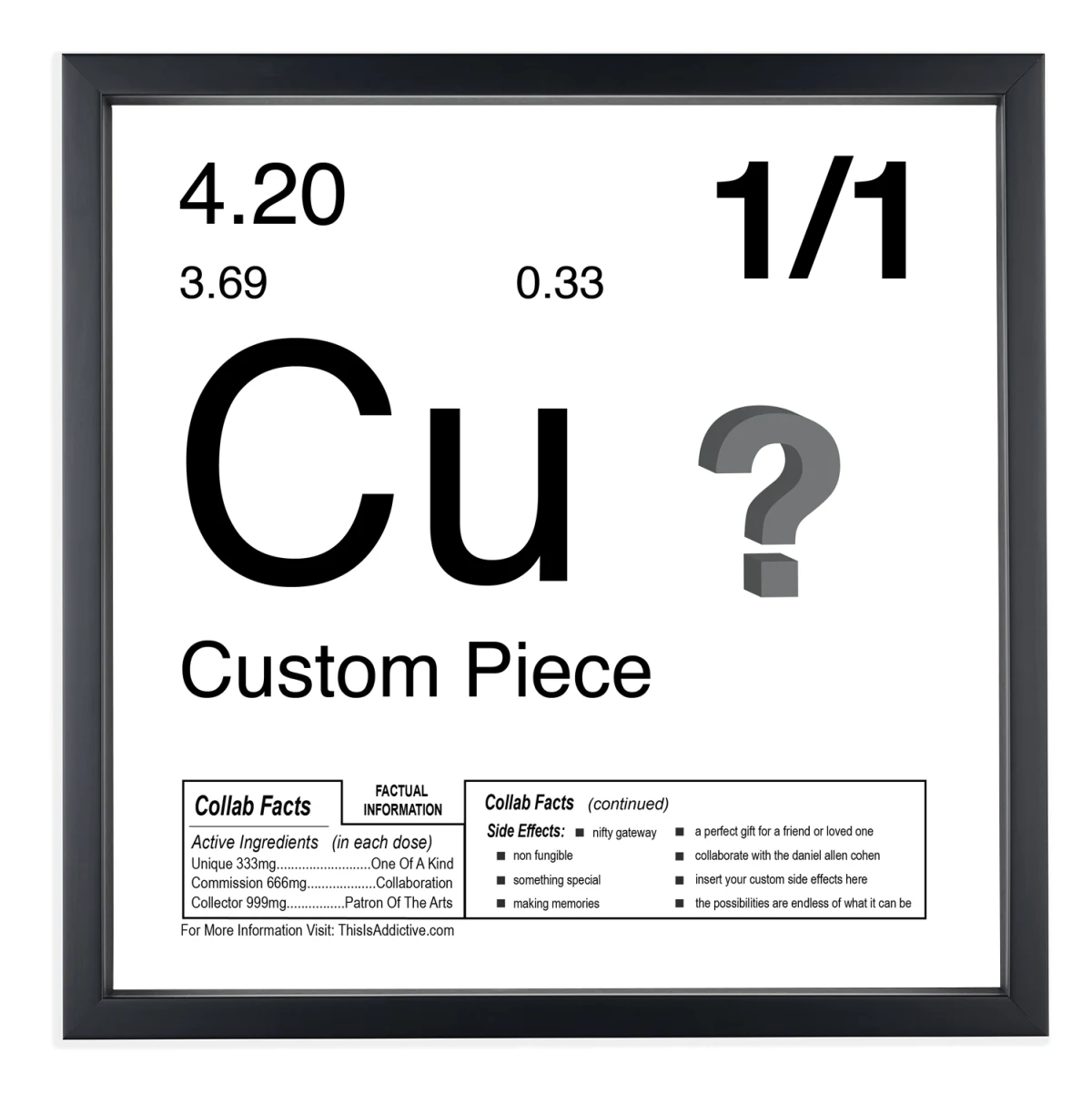 Custom 1/1 Periodic Table (Physical Art + NFT)