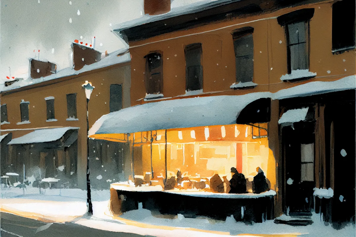 Cafe in snow