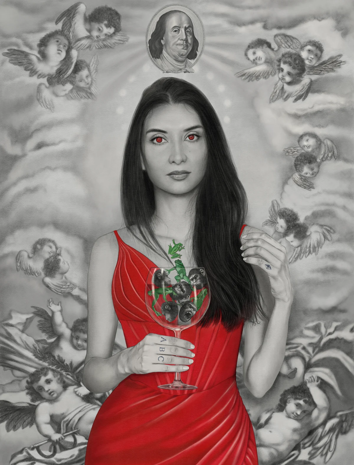 Self Portrait with Apes and Frogs.