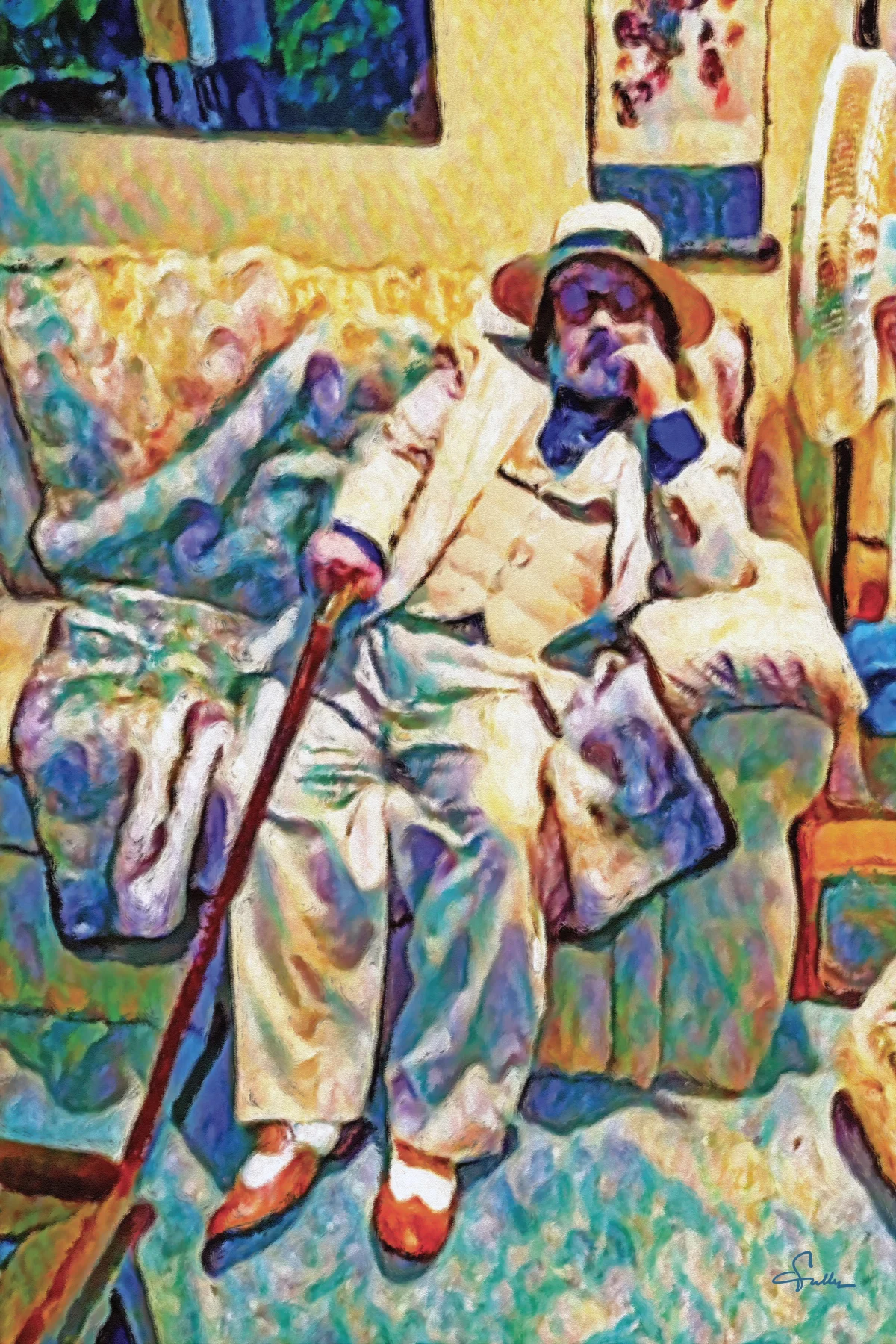 Self Portrait in White With Color