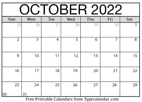 October Calendar