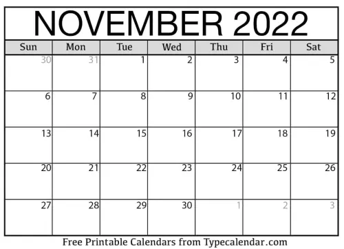 November Calendar