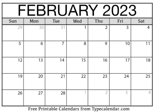 February Calendar