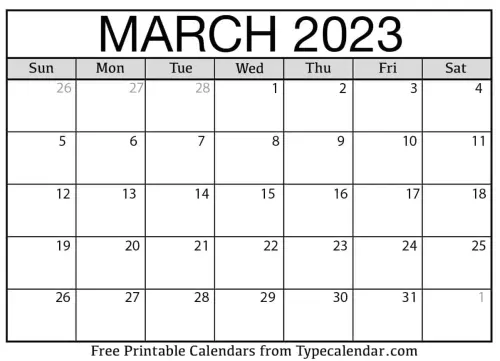 March Calendar