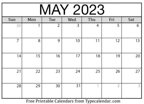 May 2023 Calendar