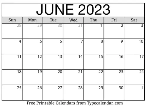 June 2023 Calendar