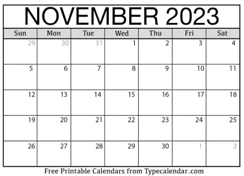 November Calendar