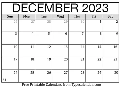 December 2023 Calendar