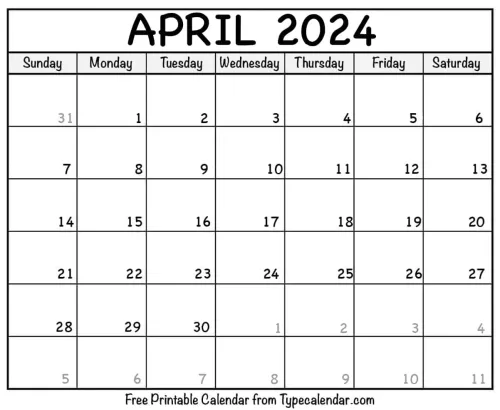 April 2024 Calendar