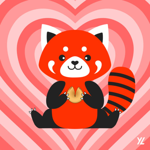 Red Panda holding a fortune cookie