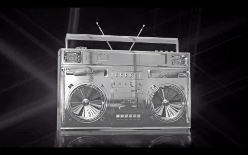 CHROME BOOMBOX ON BLACK