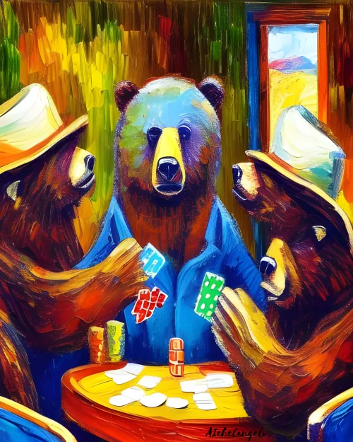 Brown Bears Playing Poker
