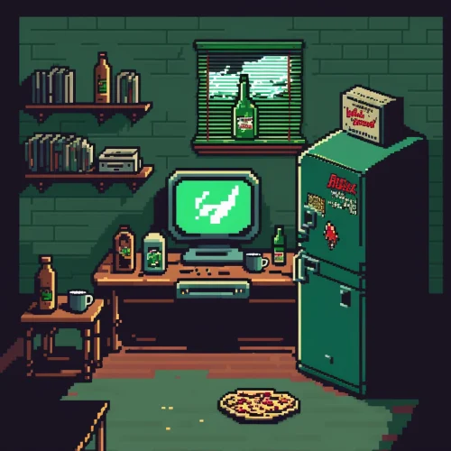 isometric pixel room