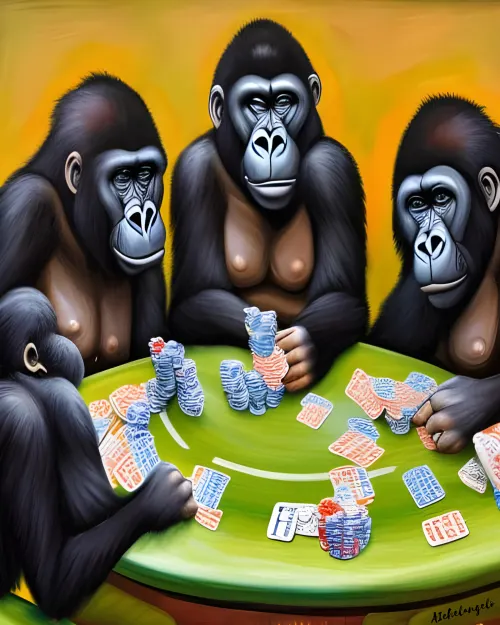 Gorillas Playing Poker