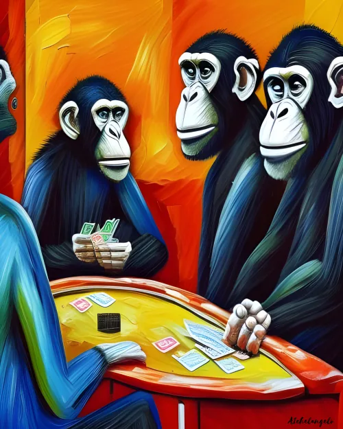 Chimpanzees Playing Poker
