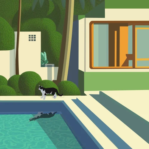 "Poolside Purrfection"