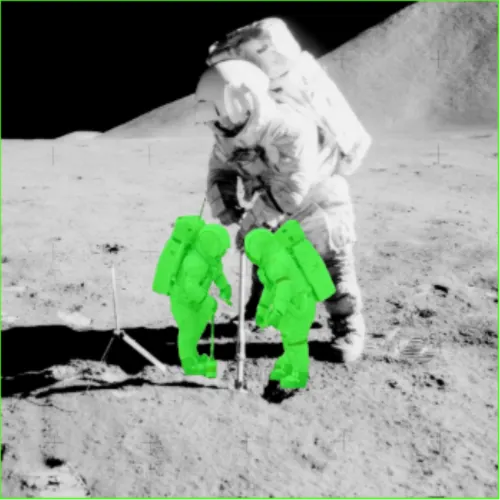 Spacesuit w/ Lunar Little Green Men - Two Green Astronauts