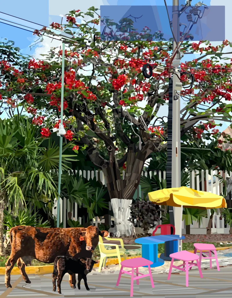Red Tree with Cows #27/56