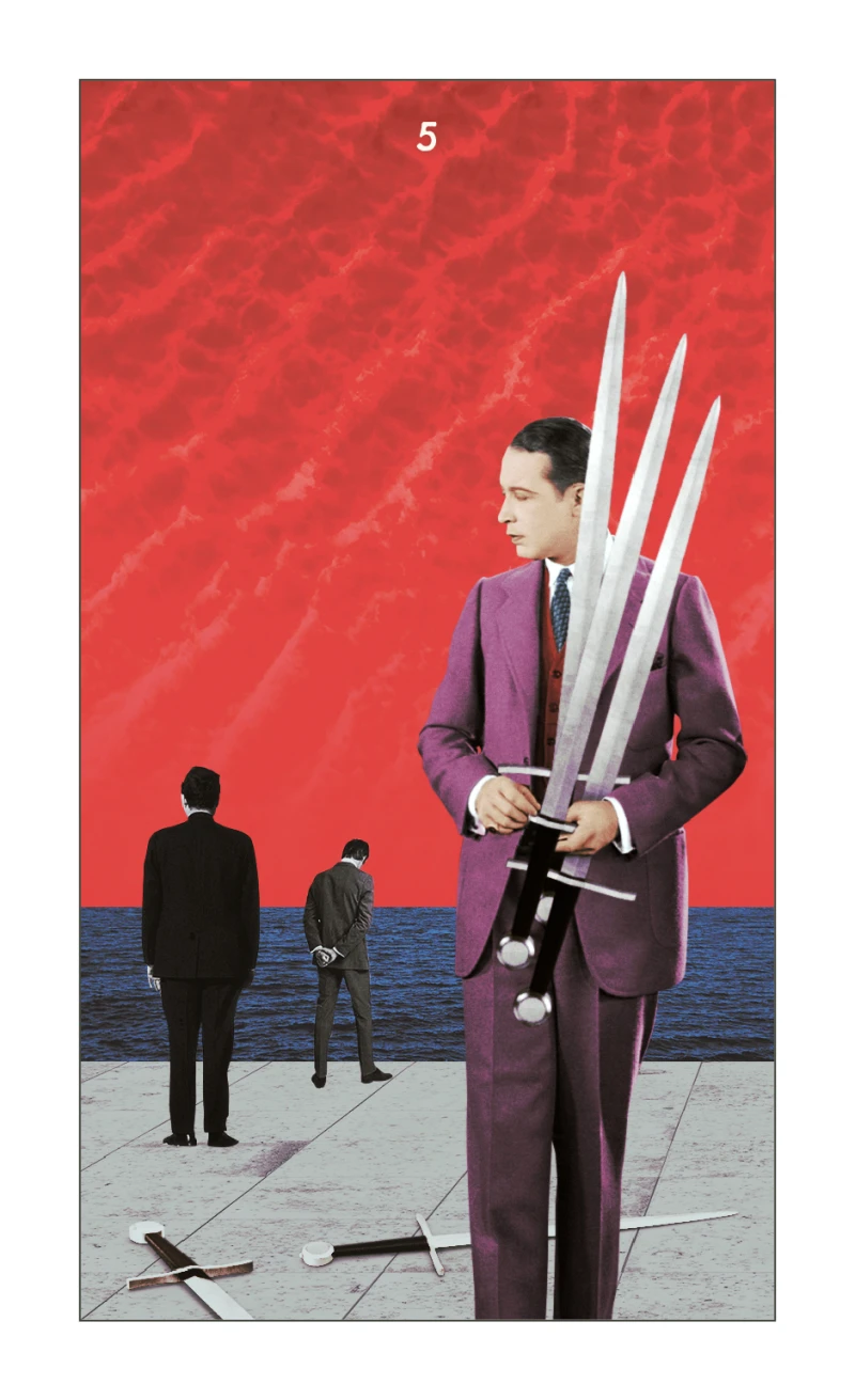 The Hidden Message Tarot Five of Swords