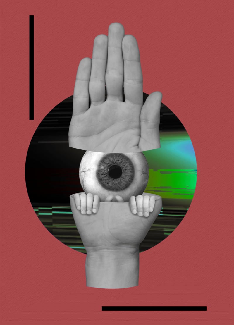 Divided Hand Of Man With Eye Inside