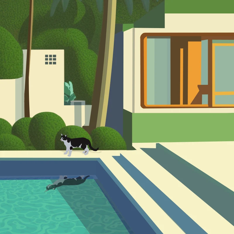 "Poolside Purrfection"