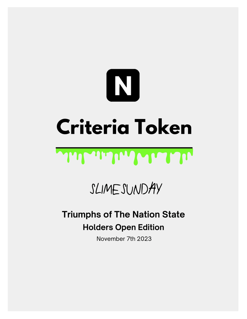 Slimesunday holders criteria token November 7th