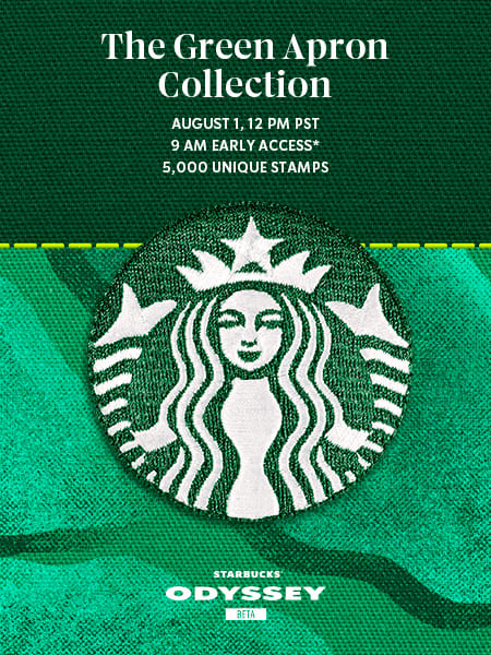 The Starbucks® Green Apron Stamp banner