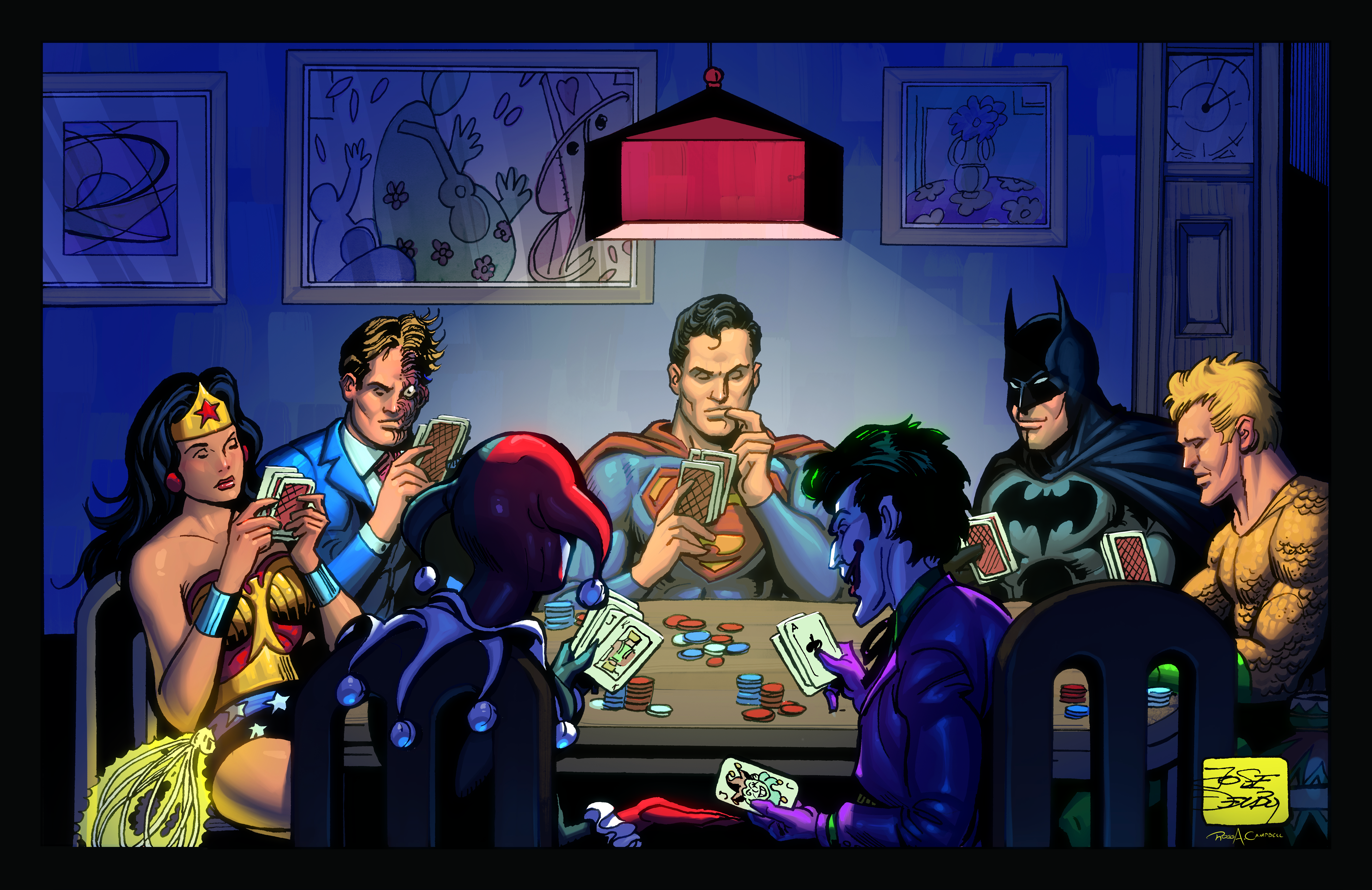 Heroes Playing Poker Open Edition by Jose Delbo