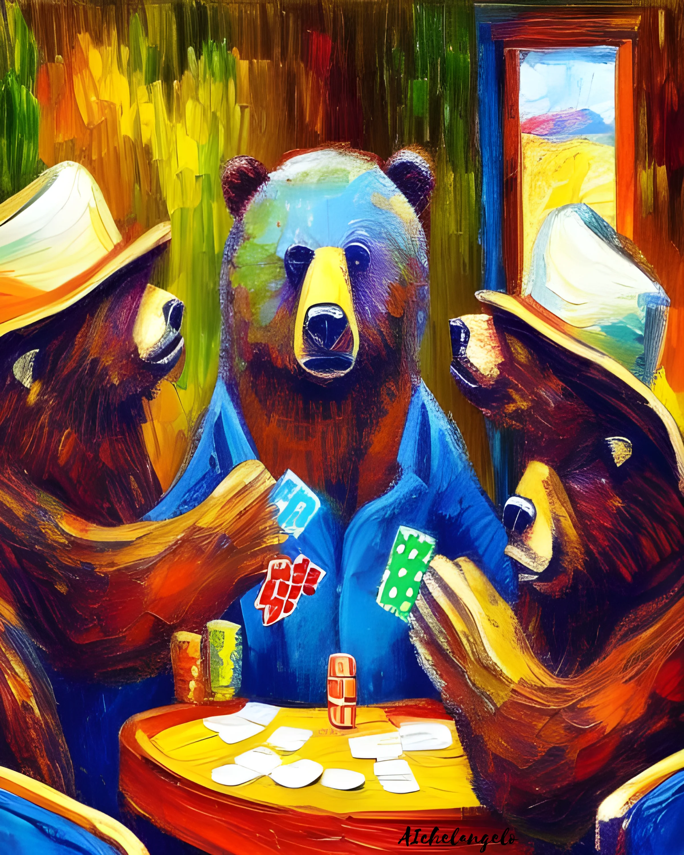 Brown Bears Playing Poker