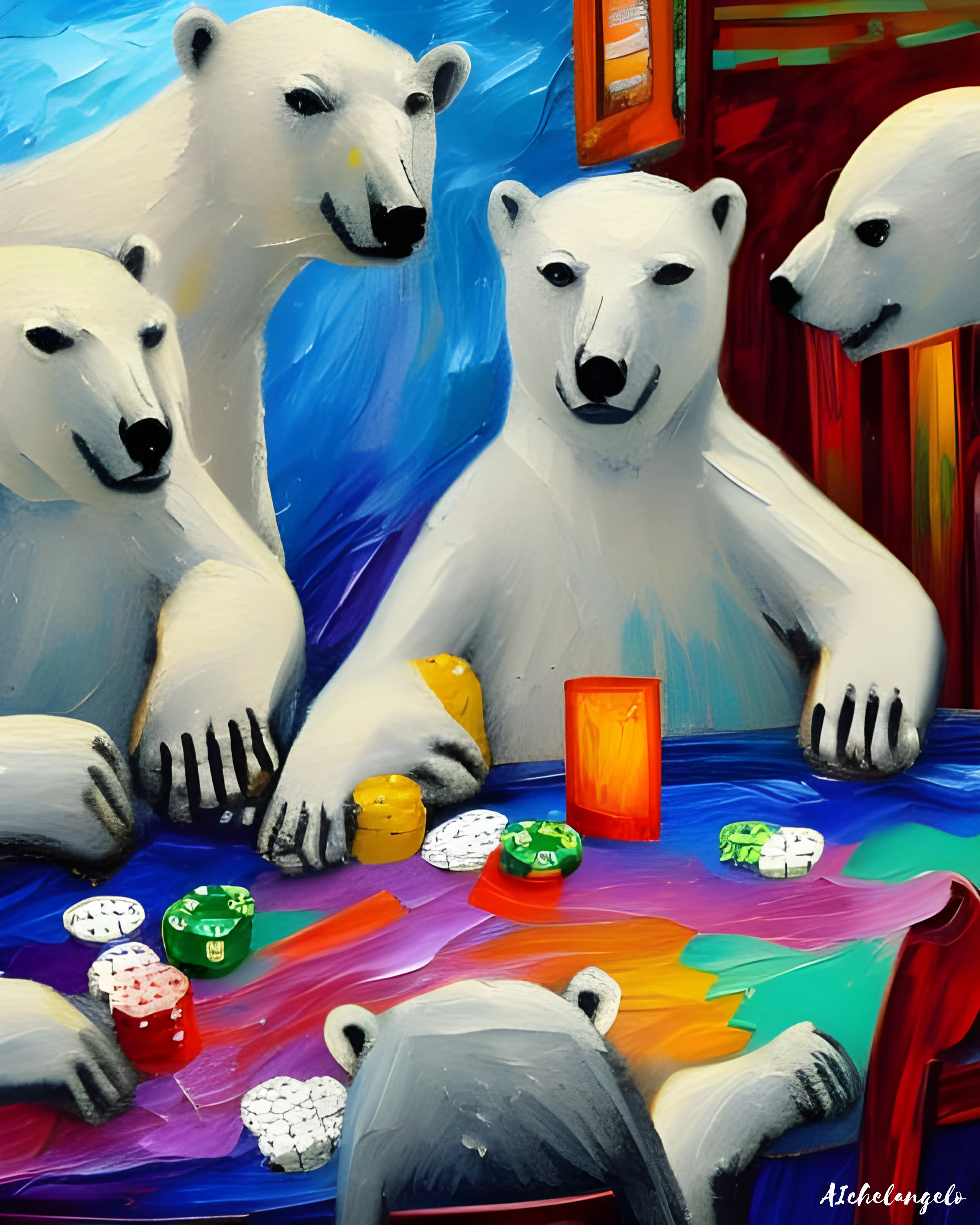Polar Bears Playing Poker