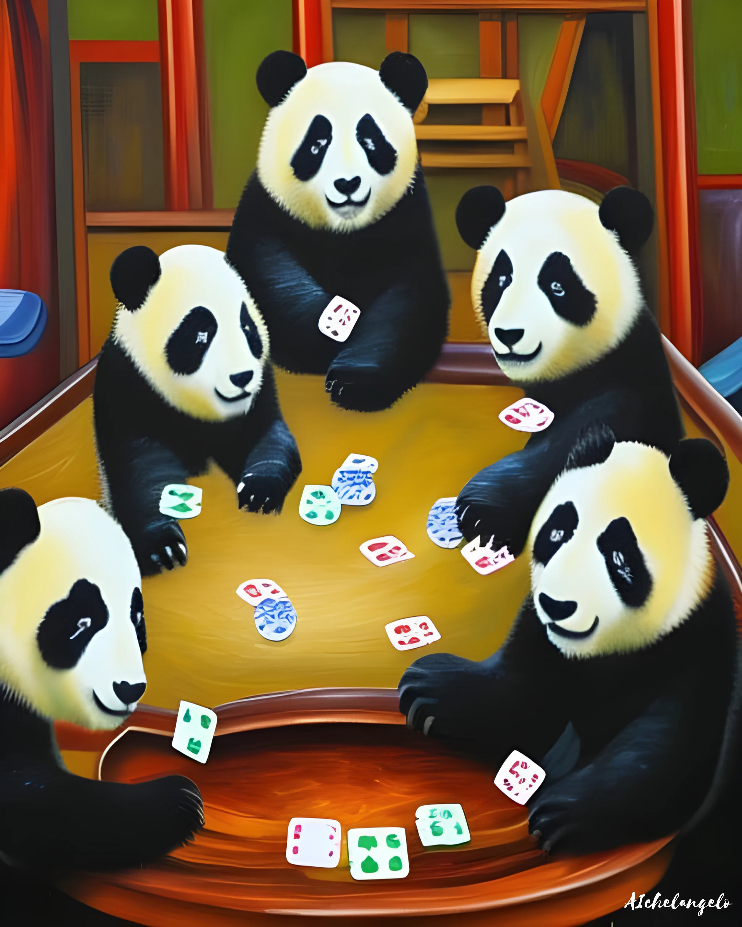 Pandas Playing Poker