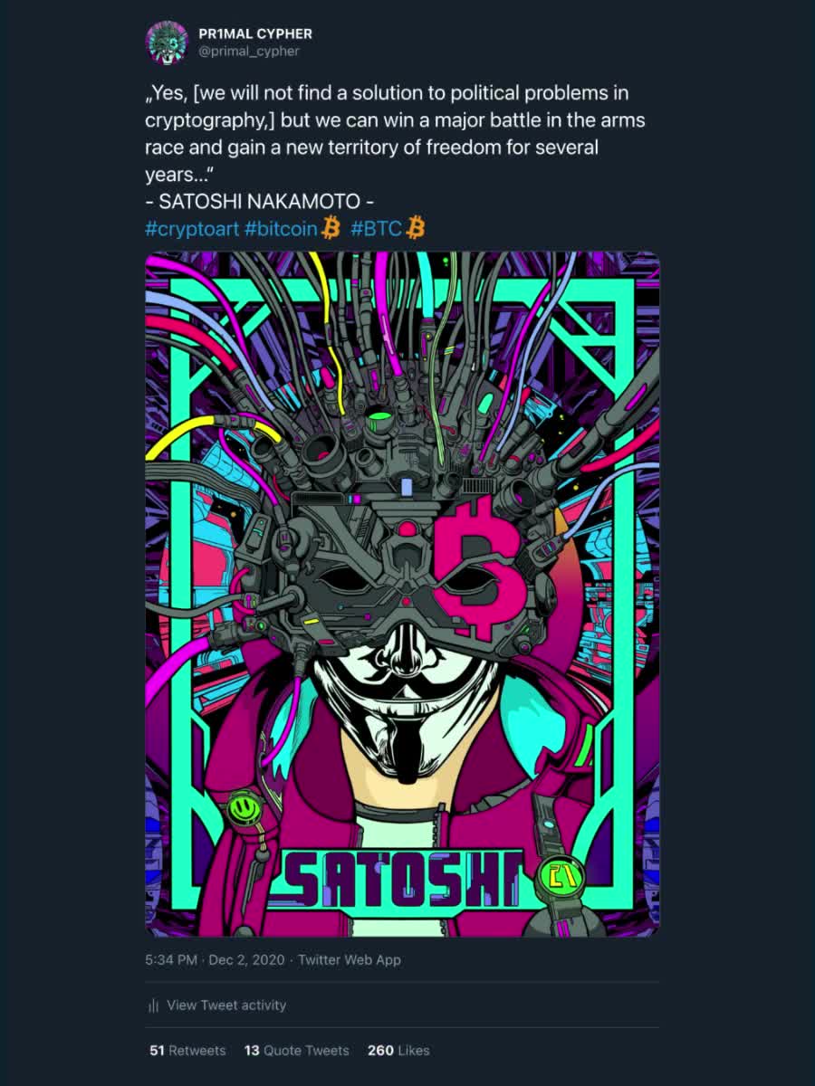 SATOSHI QUOTE Physical Tweet Print