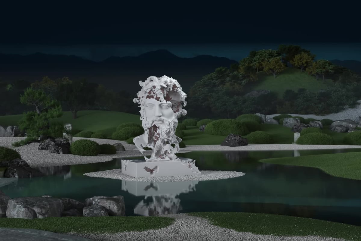 Eroding and Reforming Bust of Zeus (Earth Day)