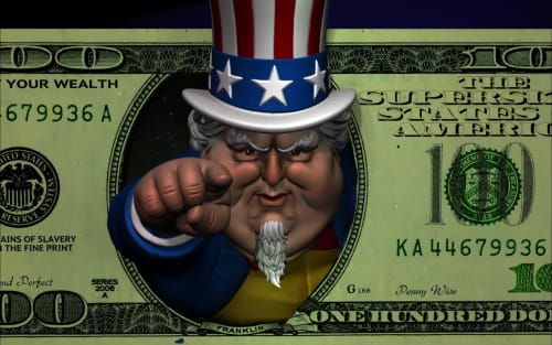 Uncle Scam hundred dollar bill