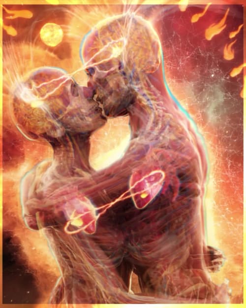 Kissing - Gold (Alex Grey)
