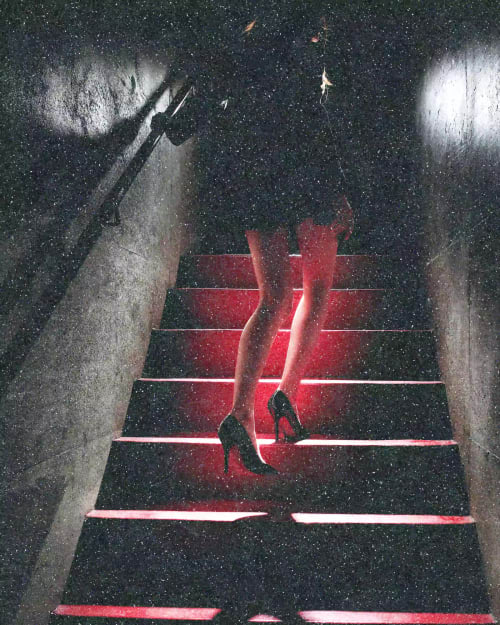 'GIRL ON THE RED STEPS' DIAMOND DUST DIGITAL