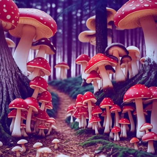 Pink Mushroom Forest