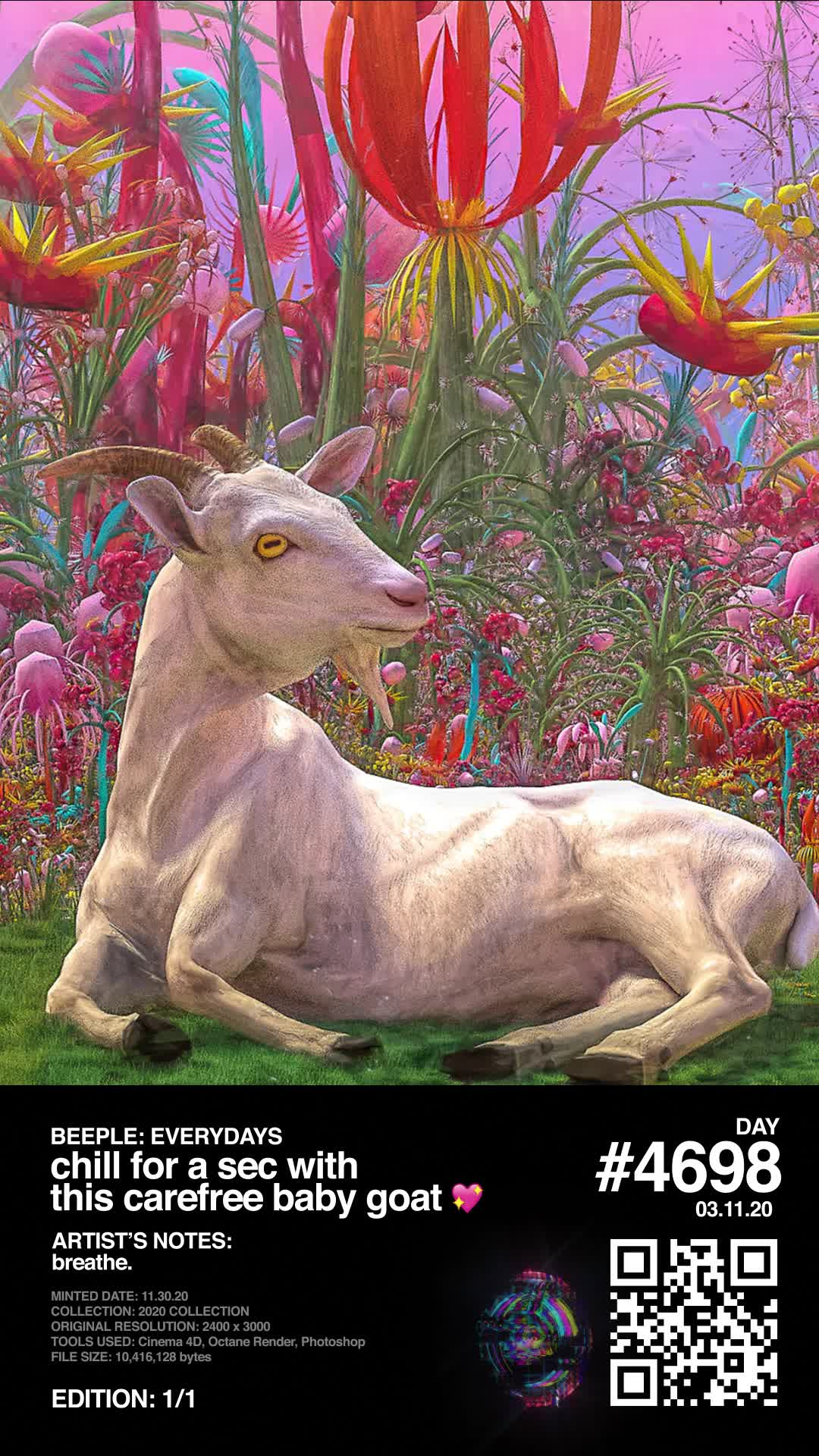 Mike Winkelmann - Beeple Round 2 - Hidden NFT (BEEPLE2)
 - CHILL BABY GOAT - NFT # 100020001