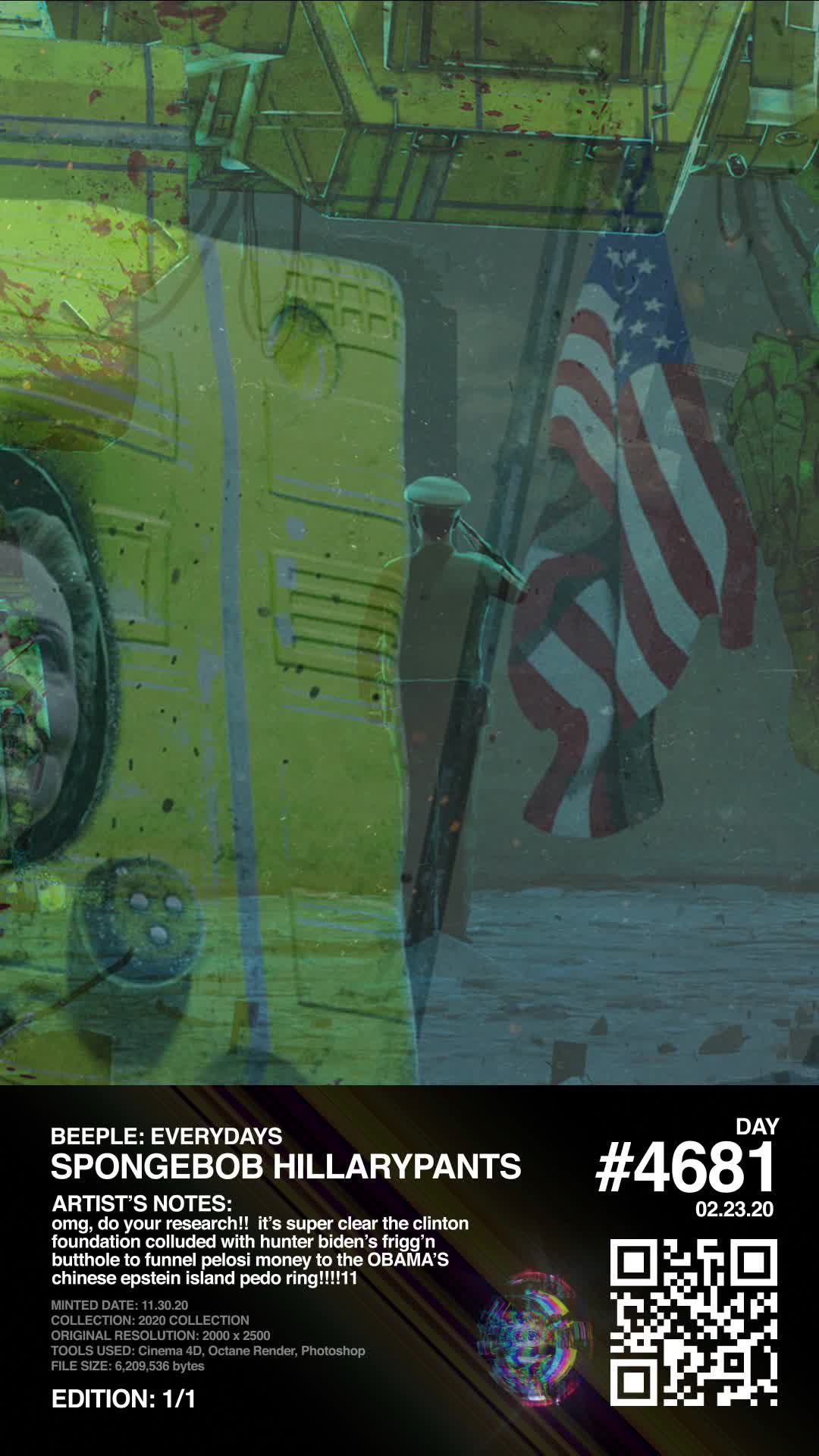 Mike Winkelmann - Beeple Round 2 - Hidden NFT (BEEPLE2)
 - SPONGEBOB HILLARYPANTS - NFT # 100160001