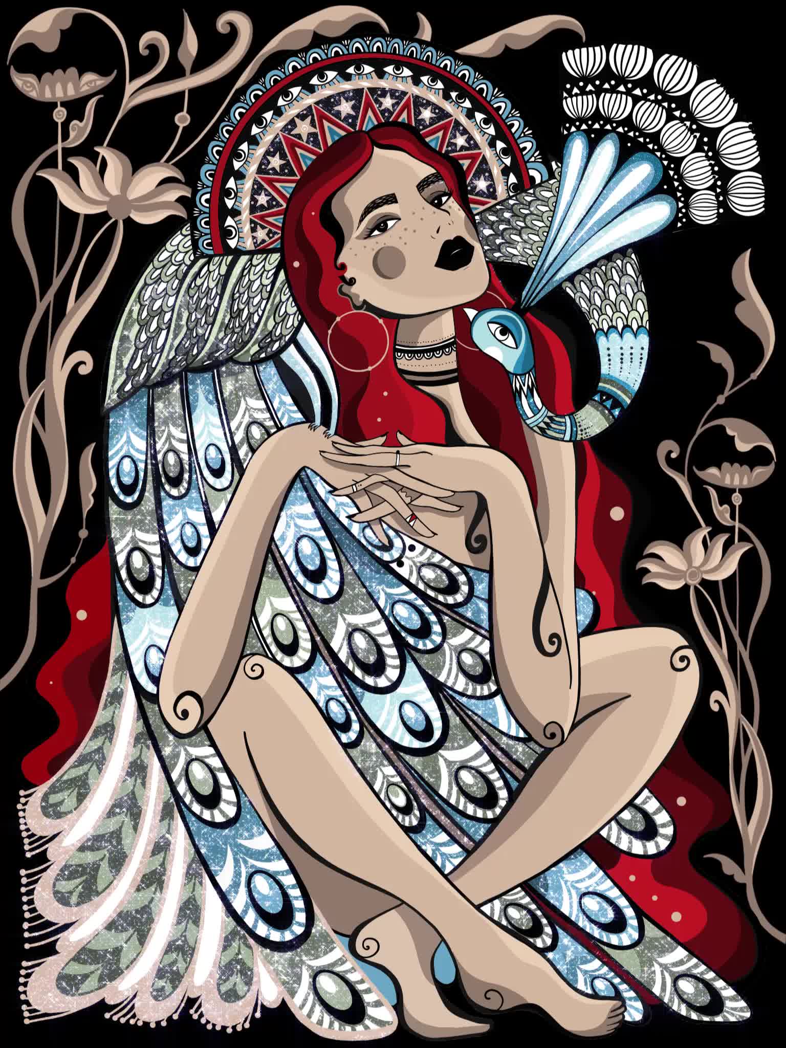 Queen with Peacock
